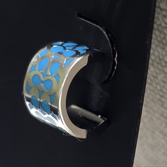 Coach Signature Enamel Huggie Earrings - Picture 3 of 5